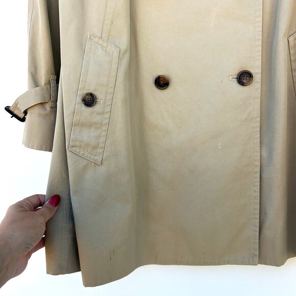 Brooks Brothers 346 Women’s Tailored Khaki Cotton Trench Coat 10 Double Breasted - Picture 8 of 12